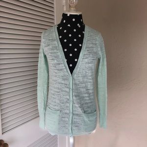 J Crew turquoise blue cardigan sweater
